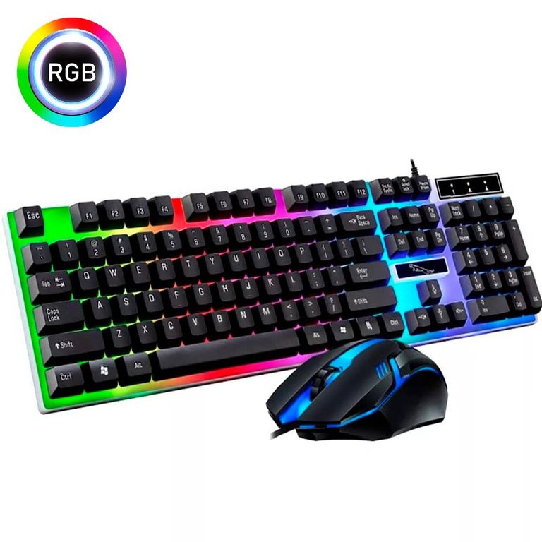 Combo Teclado y Mouse Gamer Rgb Laptop Pc Negro