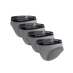 BOSTON - Pack x4 Trusas Hombre Bikini Plomo Claro