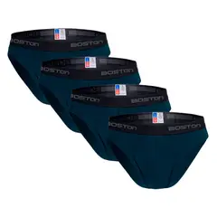 BOSTON - Pack x4 Trusas Hombre Bikini Azul Acero