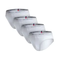 BOSTON - Trusas Hombre Pack X4 Bikini Blanco Algodón