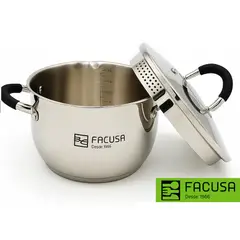 FACUSA - Olla de Acero Inoxidable Con tapa Escurridor 3 litros