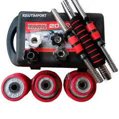 GENERICO - Set Pesas York 20kg Mancuernas Adaptador Barra Protector