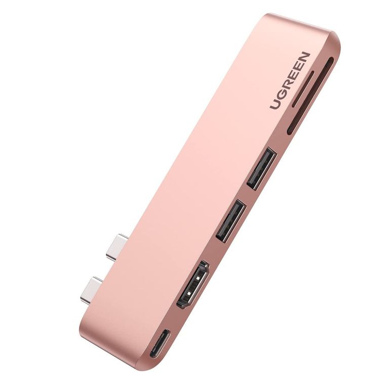 Adaptador HUB 6 en 2 Rosa Oro para Macbook PRO o Air