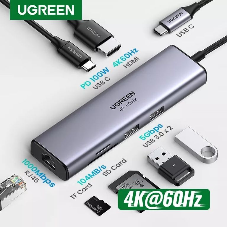 HUB 7 en 1 HDMI 4k 60Fps para Macbook Pro / Air / M1
