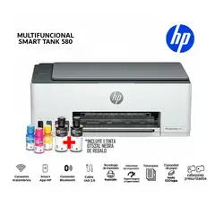 HP - Impresora Multifuncional Smart Tank 580 Wifi bluetooth smart app