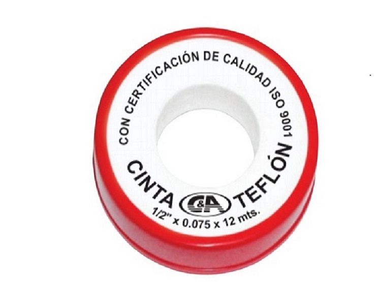 Pack x 10 : Cinta Teflon 1/2" x 10 mts x 0.075mm C&A - Blanco