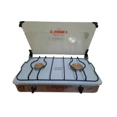 FADIC - COCINA DE MESA 2 HORNILLAS TOTAL ACERO INOX CON TAPA DE VIDRIO