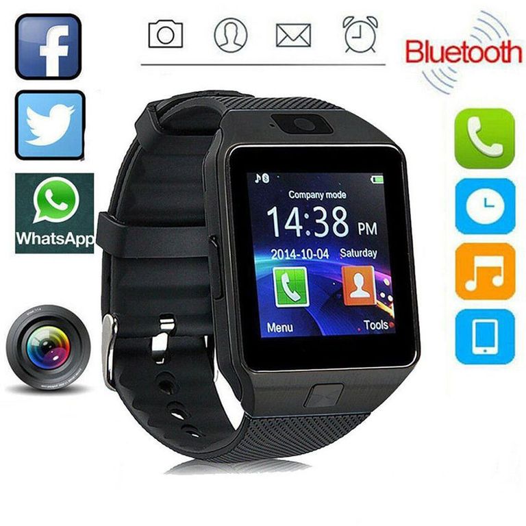 Smart watch dz09 bluetooth táctil con chip / cámara - negro