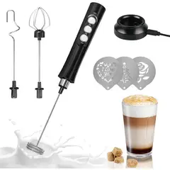 PUREPOWER - Espumador de leche mano de recargable por usb con batidores para café