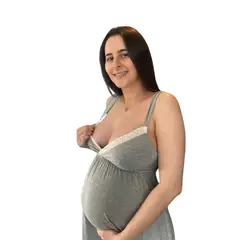 GENERICO - Camison Maternal Victoria Manga Cero Algodon BCxy Lenceria Maternal
