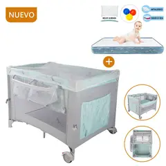 INFANTI - Cuna Corral Always Together Mint - Colchón Celeste