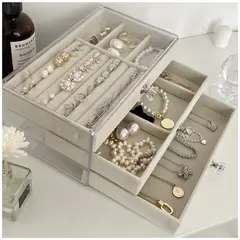 GENERICO - Joyero Organizador De Joyas Cofre Pulseras Relojes 3 Niveles