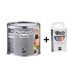 MAGPAINT - Pintura pizarra para tiza 500ml Gris + 1 Caja de Blackboard Chalks
