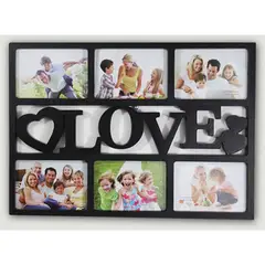 GENERICO - Portafotos cuadro love para 6 fotos - negro
