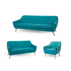 ALTO HOGAR - Juego de Sala 3 2 1 Isabella Turquesa