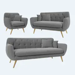 ALTO HOGAR - Juego de Sala Vintage 3 2 1 Mia Gris