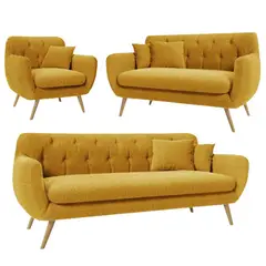 ALTO HOGAR - Juego de Sala Vintage 3 2 1 Mia Mostaza