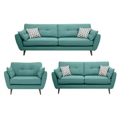 ALTO HOGAR - Juego de Sala Vintage 3 2 1 Altina Turquesa