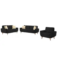 ALTO HOGAR - Juego de Sala 3 2 1 Kayruth Negro Tapiz Antifluido