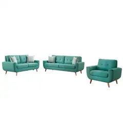 ALTO HOGAR - Juego de Sala Vintage 3 2 1 Kayruth Turquesa