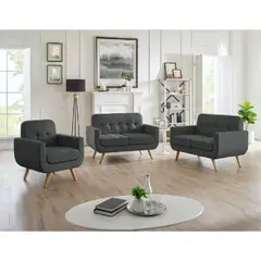 ALTO HOGAR - Juego de Sala Vania 3 2 1 Gris Oscuro