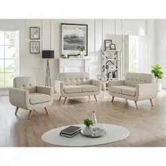 ALTO HOGAR - Juego de Sala Vania 3 2 1 Crema