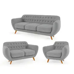 ALTO HOGAR - Juego de Sala Vintage 3 2 1 Antuane Gris