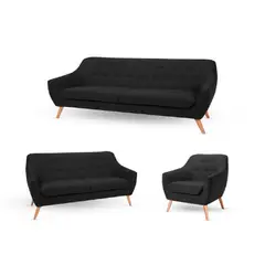 ALTO HOGAR - Juego de Sala 3 2 1 Isabella Negro