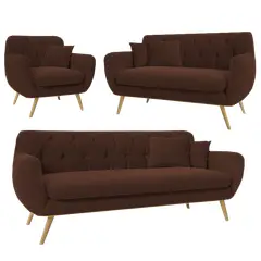 ALTO HOGAR - Juego de Sala Vintage 3 2 1 Mia Marrón