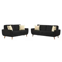 ALTO HOGAR - Juego de Sala Vintage 3 2 Kayruth Negro