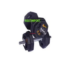 RISUTIMPORT - Set 20 Kilos Pesas +2 Mancuernas Cromadas + 4 Roscas Acero