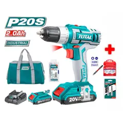 TOTAL TOOLS - Taladro Atornillador Inalámbrico 20v Total TDLI2002PunterasExtensión