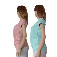 GENERICO - Pack x 2 Polo Lactancia Bethestar Manga Corta doble Cuello Rosado Verde.