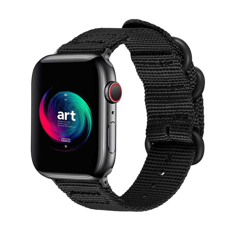 Correa Nylon Sport para Apple Watch 42mm - 44mm - 45mm - 49mm - Negro