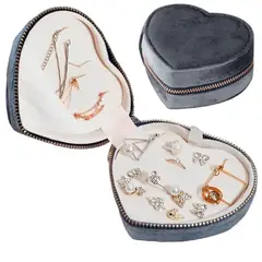 MINARI - Joyero Organizador de Joyas Anillos Portátil Terciopelo Corazón G C137