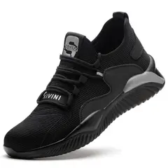 BLWOENS - Zapatos de seguridad transpirables a prueba de golpes - negro y gris