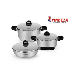 FINEZZA - Juego de Ollas 6 Piezas Acero Inoxidable - Fz1048ts