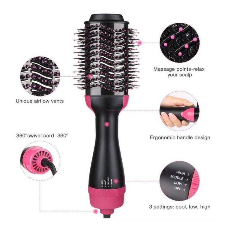 Secador de cabello cepillo peine alisador