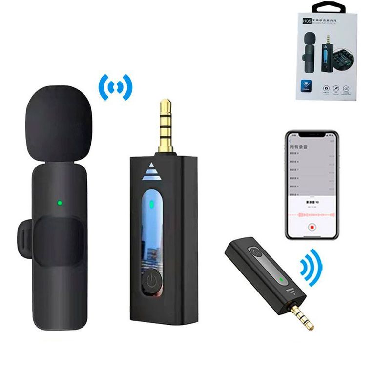 Micrófono solapero inalambrico con entrada 3.5 mm