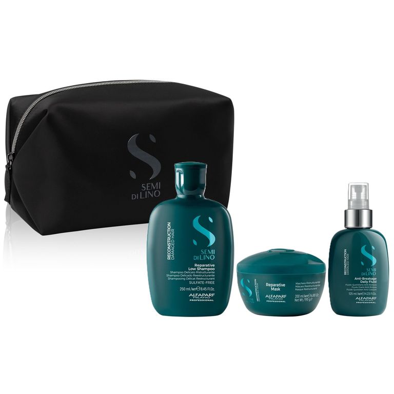 Shampoo Sin Sal 250ml + Mascarilla + Spray Alfaparf Reconstruction