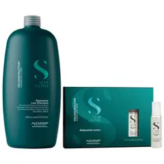 ALFAPARF MILANO - Shampoo Reparador 1000ml + Ampollas Lotion Alfaparf Reconstruction