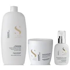 ALFAPARF MILANO - Shampoo Iluminador Sin Sal 1000ml + Mascarilla Crema Alfaparf Diamond