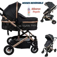 EBABY - Coche Mois de Paseo Bebe GRANDE Acolchado Black