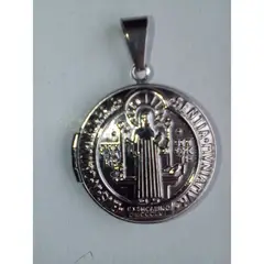 GENERICO - Keeook san benito santa cruz medalla religiosa en acero inoxidable