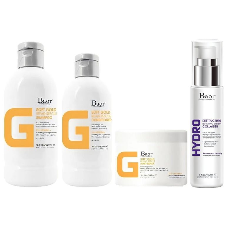 Shampoo + Acondicionador + Mascarilla + Hydro Baor G Soft Gold