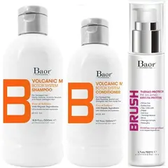BAOR PROFESSIONAL - Shampoo Post Botox + Acondicionador + Brush Baor B Volcanic Mud