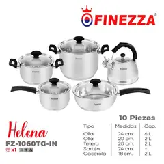 FINEZZA - Set Olla Acero Inoxidable 10 piezas FZ-1060TG-IN