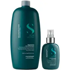 ALFAPARF MILANO - Shampoo Reparador Sin Sal 1000ml + Spray Alfaparf Reconstruction