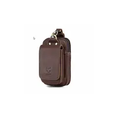 BULLCAPTAIN - Morral de cintura cuero genuino porta celular broche
