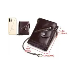 GENERICO - Billetera de cuero genuino marron diagonal con cadena dorada